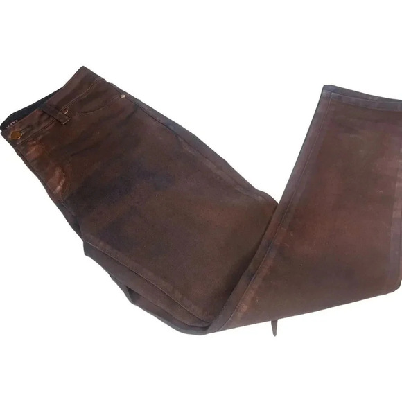 Max Studio Women's Brown & Navy Iridescent Straight Leg Denim Jeans - Picture 1 of 12